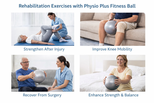 Physo Plug Physio Plus Exercise Ball, Isometric Vinyl Ball for Rehabilitation and ...