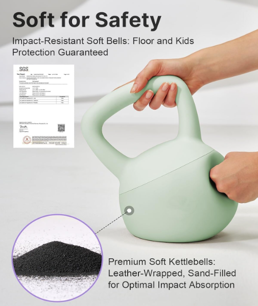 Soft Kettlebells with Cushioned Impact-Resistant Base and Anti-Slip, Wide-Grip Handle for Home Workouts, Weightlifting, and Full Body Strength Training (Mint Green (2kgs)) - Image 2