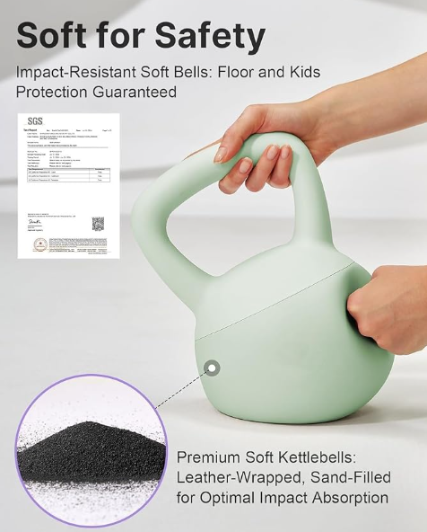Soft Kettlebells with Cushioned Impact-Resistant Base and Anti-Slip, Wide-Grip Handle for Home Workouts, Weightlifting, and Full Body Strength Training (Mint Green (2kgs)) - Image 3