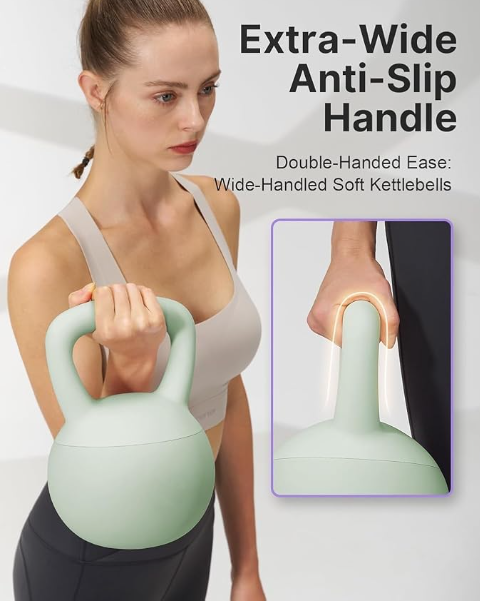 Soft Kettlebells with Cushioned Impact-Resistant Base and Anti-Slip, Wide-Grip Handle for Home Workouts, Weightlifting, and Full Body Strength Training (Mint Green (2kgs)) - Image 6